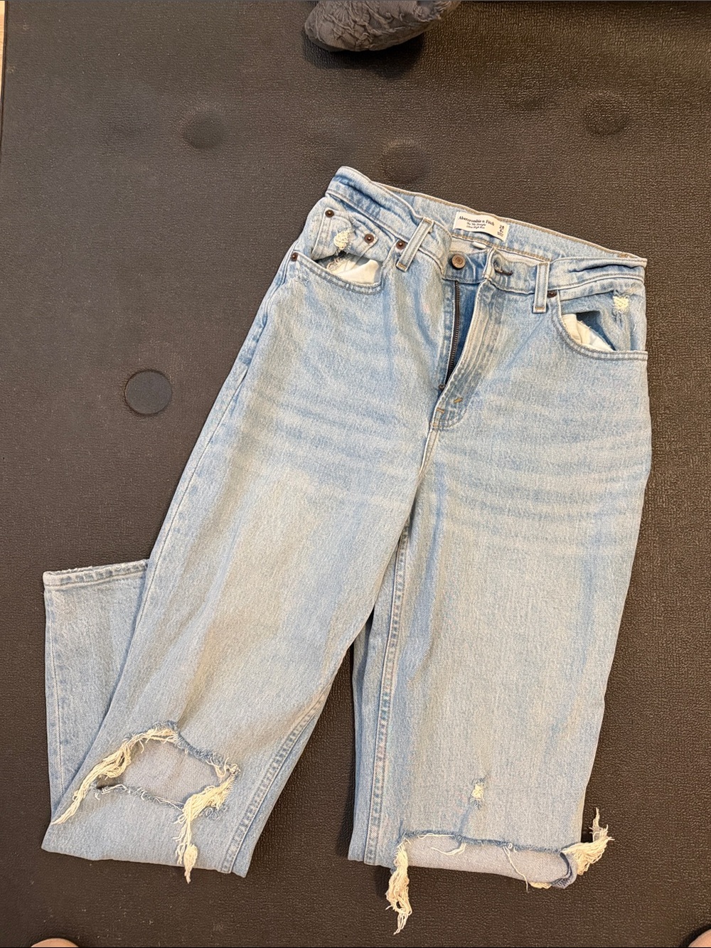 Abercrombie & Fitch Light Blue Distressed Bootcut Jeans